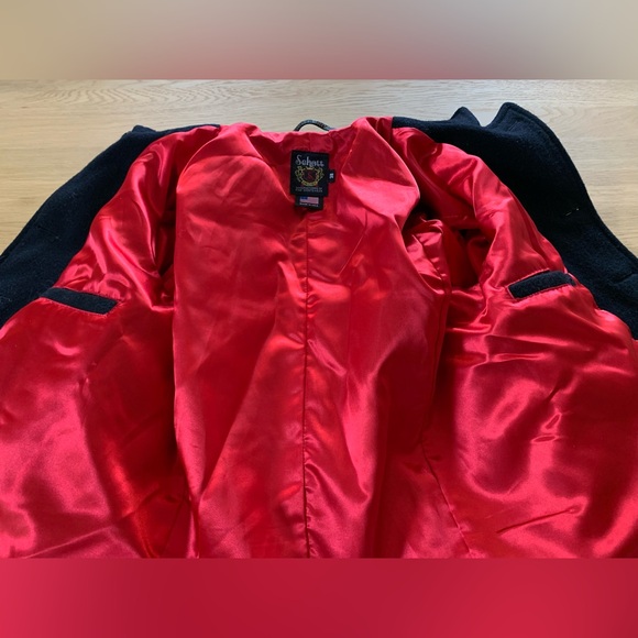 Schott Wool With Leather Trim Black Nautical Peacoat - Picture 9 of 14